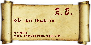 Rádai Beatrix névjegykártya